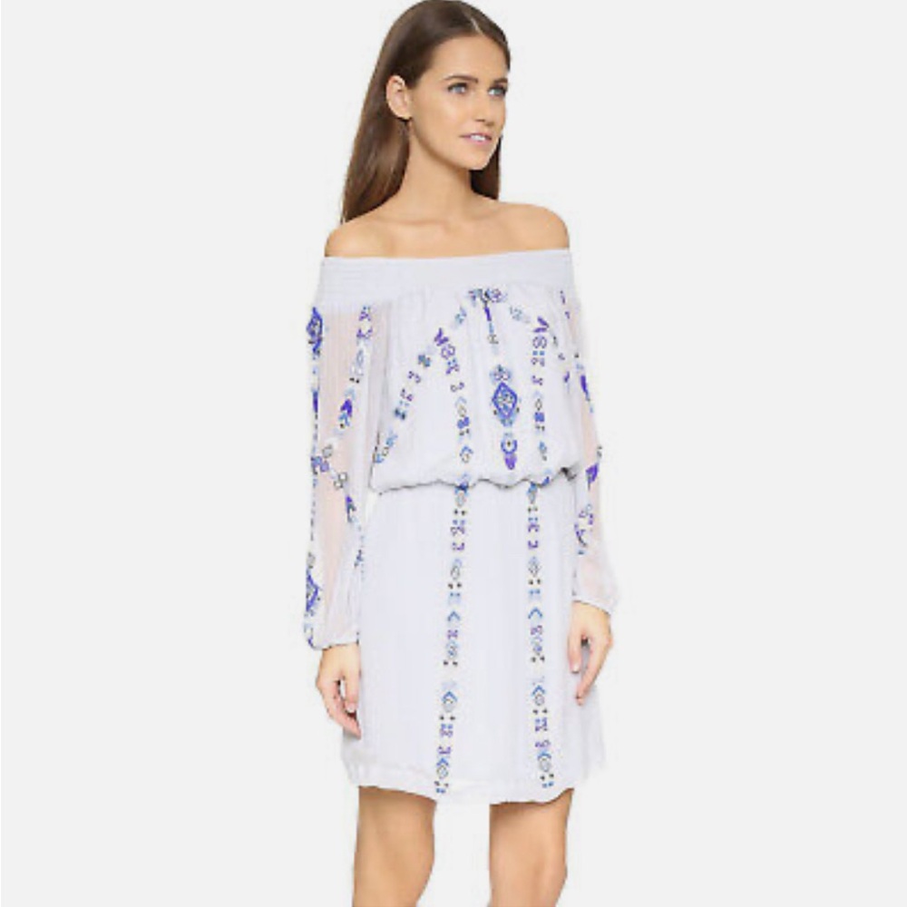 PARKER Off The Shoulder Beaded Dress